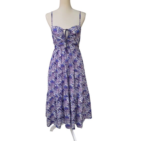 Tuckernuck Hyacinth House Corinne Cut Out Floral Midi Dress Purple Size Small - Picture 1 of 10